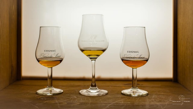 Verre de 3 différents Cognac